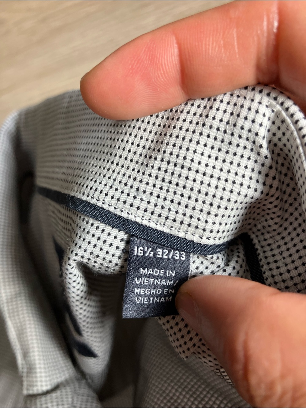 Psycho Bunny Men's Dress Shirt 16.5 32/33 Grey White Microcheck Stretch Modern F - Picture 5 of 7